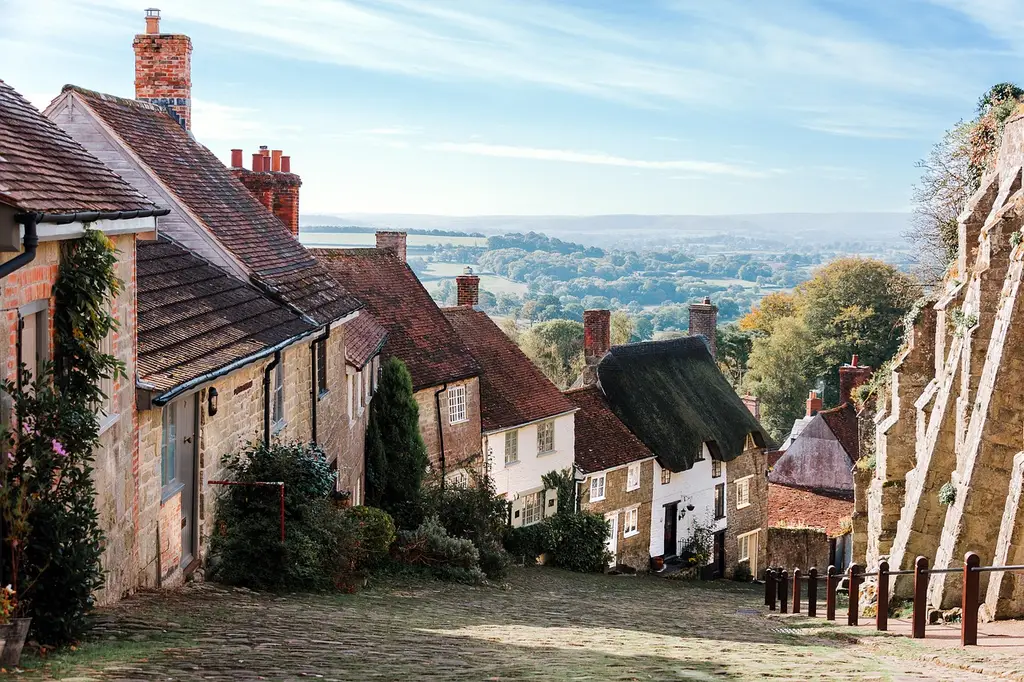 village, houses, street, old houses, old buildings, cobbled street, steep, town, gold hill, shaftesbury, england, britain, uk, village, village, village, village, village, street, england, england