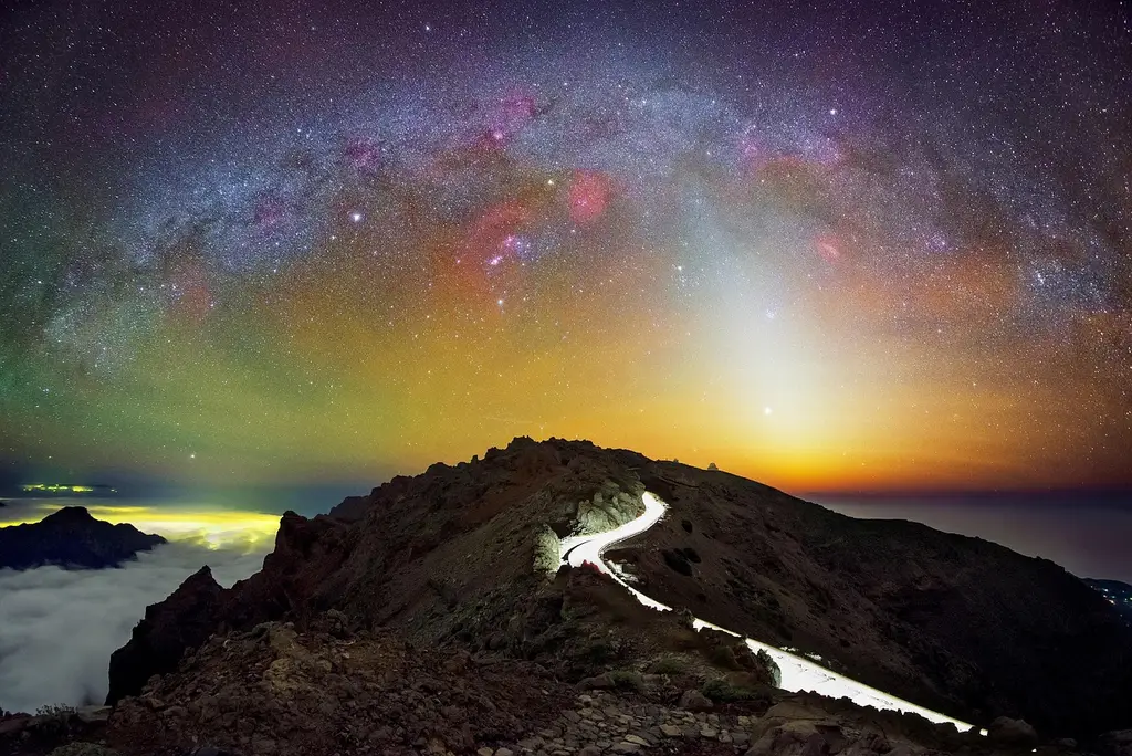 astroscape, milky way, starry sky, orion, landscape, heaven, la palma, panorama
