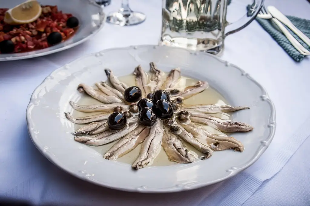 anchovies, meal, starter, salt anchovy, olives, national dish, olive oil, portion, anchovies, anchovies, anchovies, anchovies, anchovies