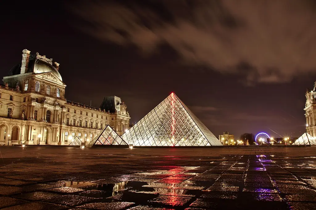 louvre, paris, france, architecture, art, building, city, evening, illuminated, light, travel, glass pyramid, pyramid, landmark, famous, tourist attraction, places of interest, louvre, paris, paris, paris, paris, paris, france, france