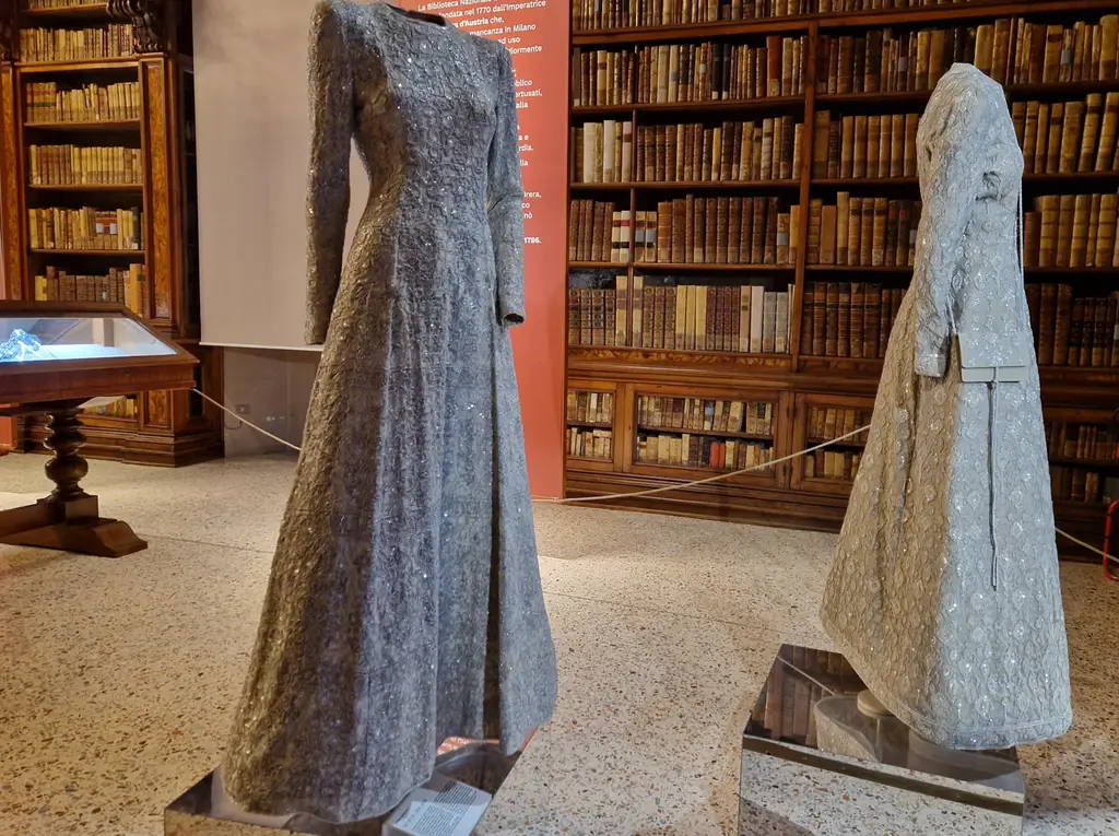 Pinacoteca di Brera, Milan, Armani gowns in library