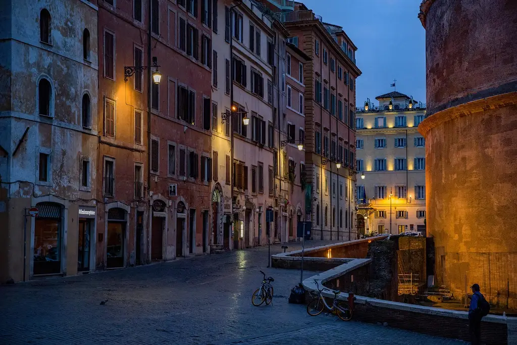 street, pantheon, rome, italy, architecture, facade, cobble, building, monument, historic, tourism, stone, temple, antique, ancient, nature, religion, religious, dawn, sunrise