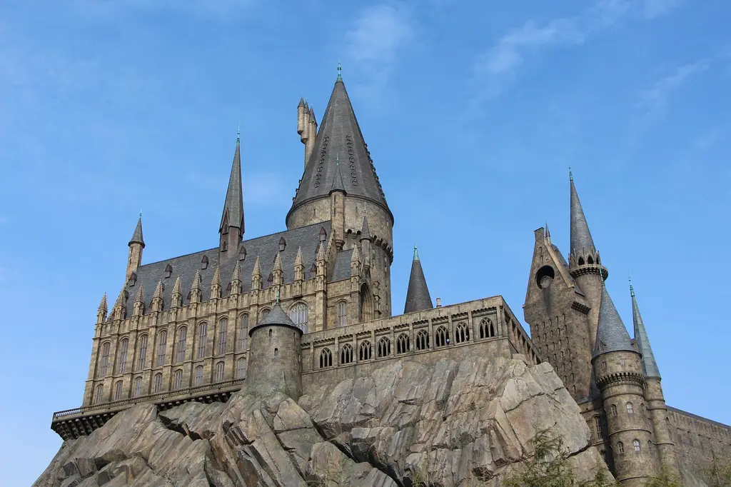 castle, sky, architecture, landscape, stone, harry potter, palace, amusement park, japan, universal studios japan, nature, hogwarts, osaka