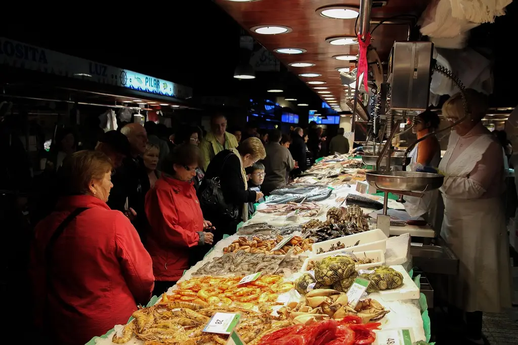 fish market, nature, seafood, fish, prawns, stall