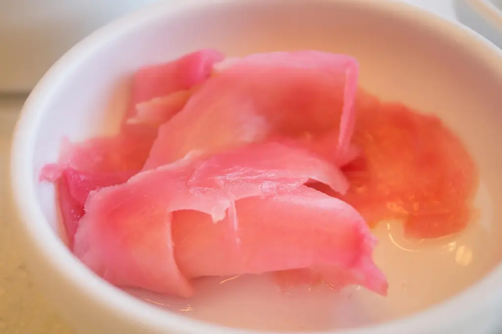 asian food, cuisine, dish, ginger, japan, japanese, japanese food, raw fish, red, side dish, slice, piece