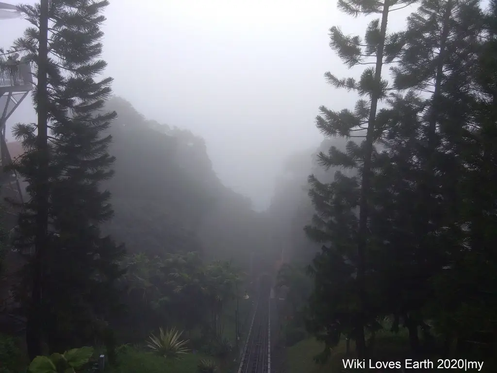 The Railway from above in the mist, Bukit Bendera, Penang