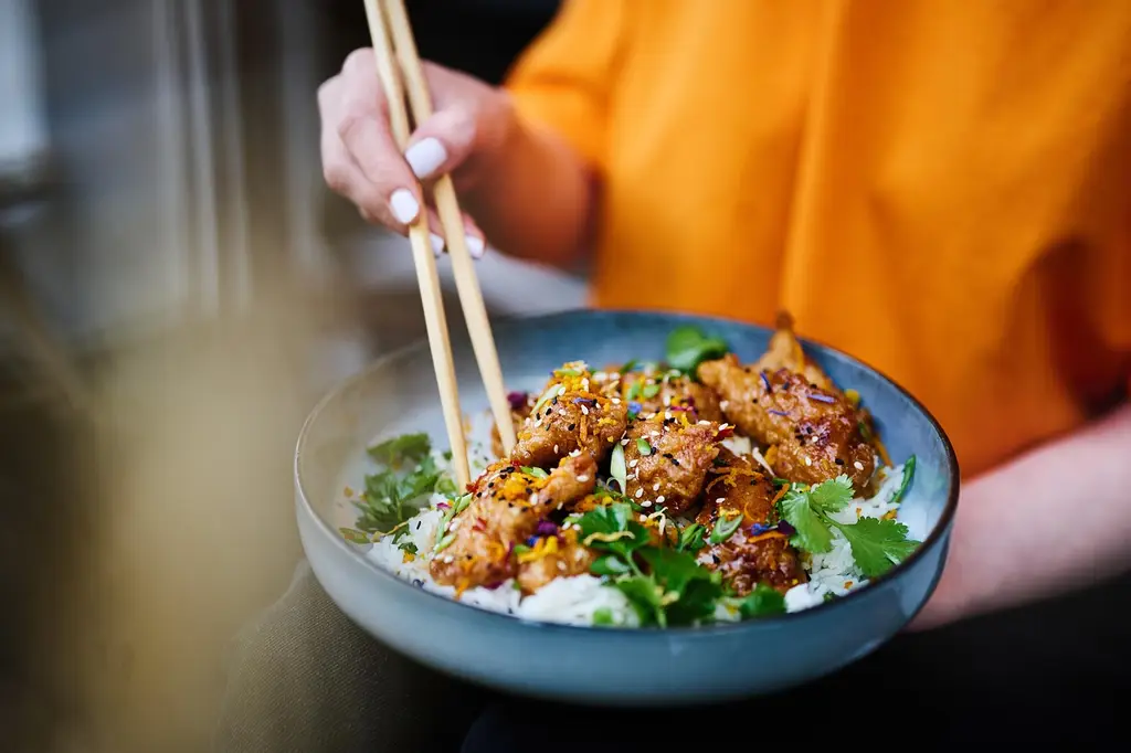 chicken, asian cuisine, food, chopsticks, dish, meal, cuisine, delicious, tasty, plate, kitchen, asian, coriander, rice, sesame, chicken, chicken, chicken, chicken, chicken, food, food, chopsticks, cuisine, kitchen, rice, rice, rice