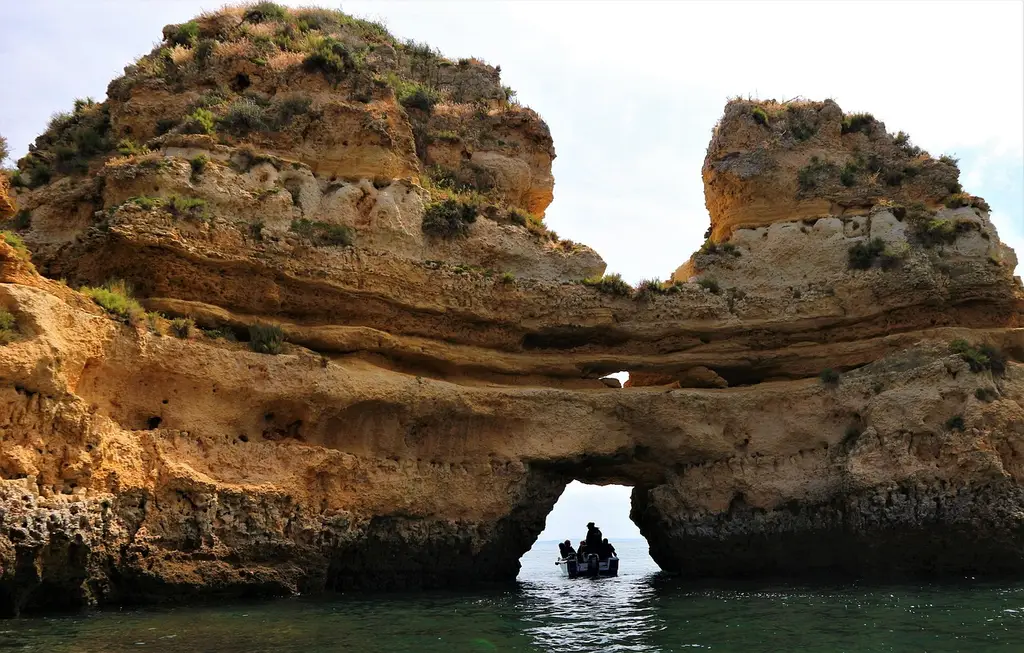 portugal, algarve, ponta da piedade, sea, landscape, rocks, nature, stone, ocean, idyllic, costa, caves, boat