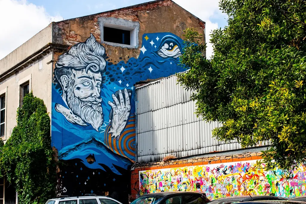 factory, lisbon, mural, art, portugal, wall, street