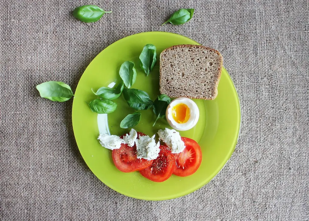 tomatoes, eggs, toast, dish, plate, food, fresh, basil leaves, slice of bread, tomato slices, healthy, boiled egg, soft boiled egg, healthy food, healthy meal, breakfast, breakfast meal, flat lay, eggs, plate, plate, breakfast, breakfast, breakfast, breakfast, breakfast