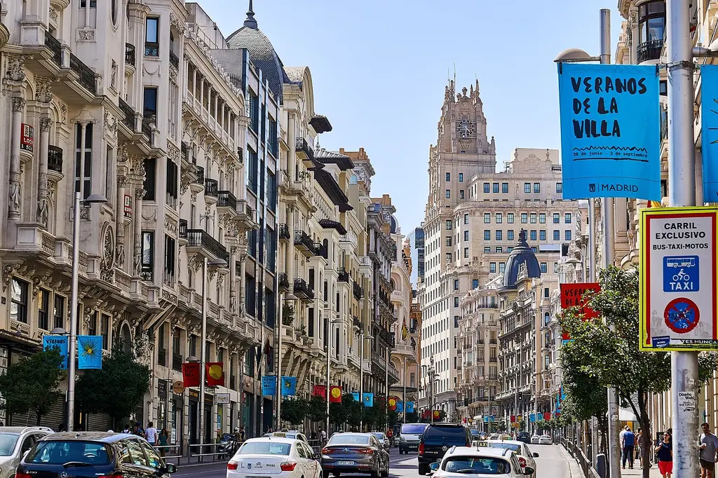 spain, madrid, gran via, capital city, road, architecture, places of interest, building, madrid, madrid, madrid, madrid, madrid, gran via