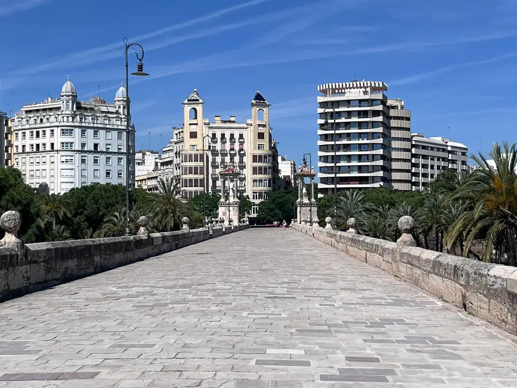 Puente del Mar crossing Jardin del Turia in Valencia Spain
