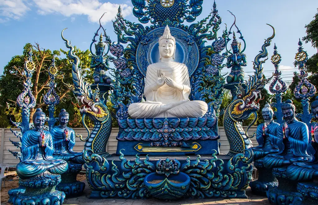 temple, sculpture, buddha, wat rong suea ten, chiang rai, chiang, thailand, buddha purnima, stupa, tourism, buddhism, meditation, religion, asia, tradition, traditional, travel