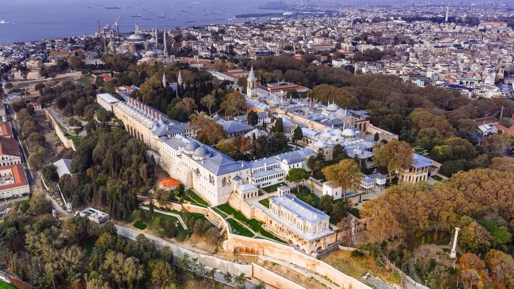 Stunning aerial view of Topkapi Palace, Istanbul's iconic landmark with rich history and architecture.