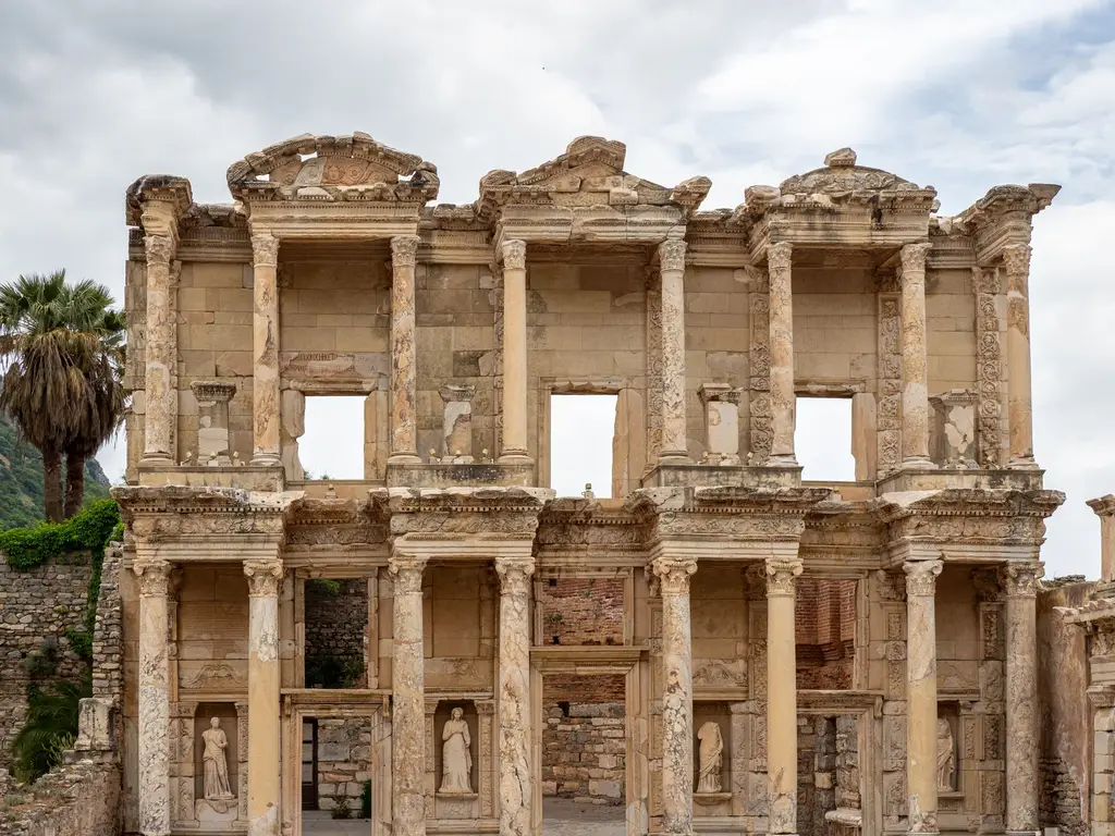 Explore the ancient Celsus Library ruins in Ephesus, a captivating historic site in Turkey.