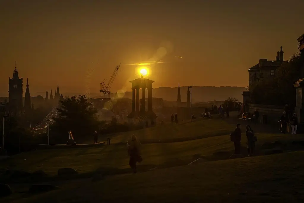 calton hill, nature, edinburgh, scotland, view of edinburgh, sunset