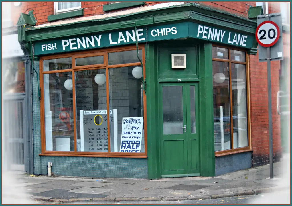Penny Lane Fish and Chip shop.. - 53 Penny Lane & Crawford Avenue, Liverpool, England (2015-11-11 13.04.20 by Loco Steve)