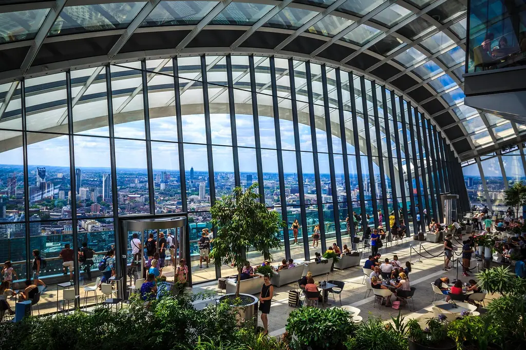 sky garden, london, architecture, tourism, landscape, nature, summer, blue, walkie talkie, relax