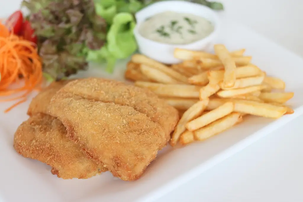fish, and, chip, with, nature, salad