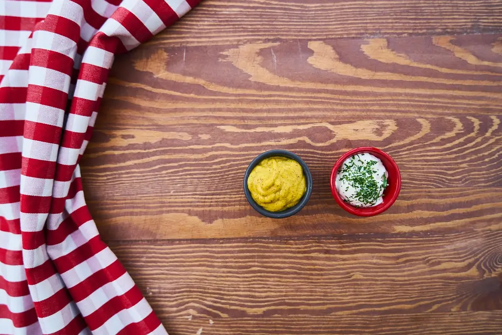 sauce, mustard, mayonnaise, food, table, mustard, mustard, mustard, mustard, mustard, mayonnaise, mayonnaise