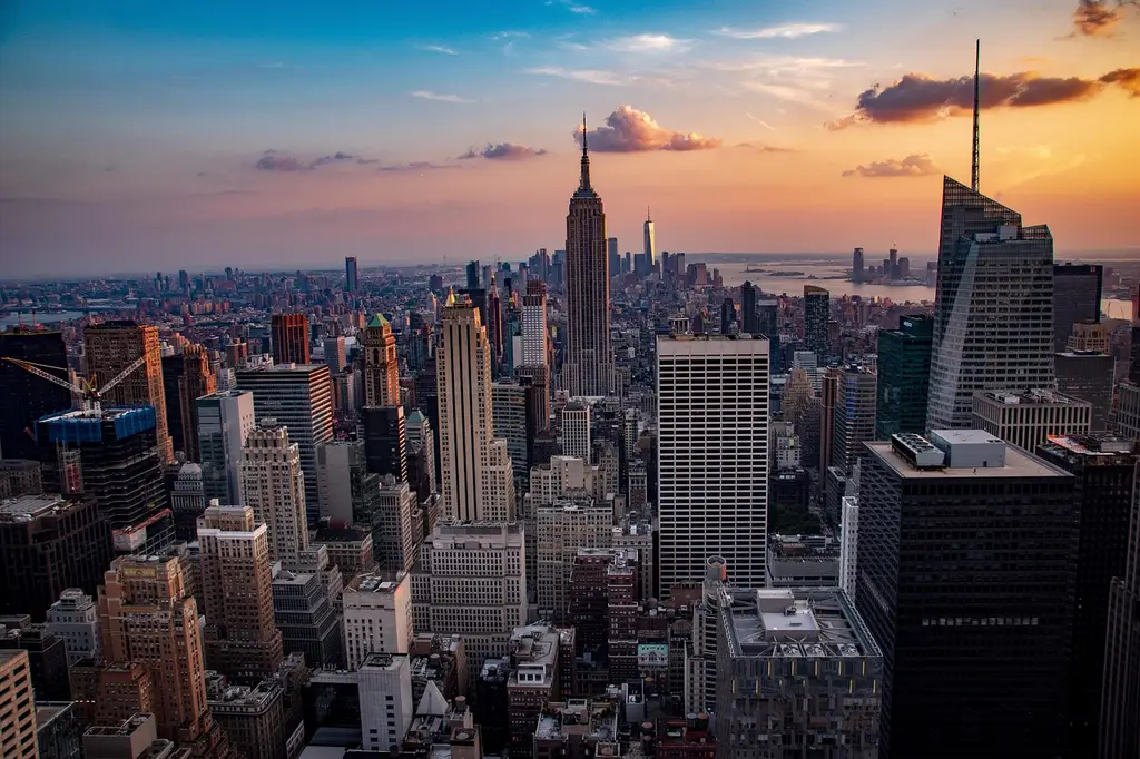 sunset, manhattan, city, skyline, architecture, usa, america, cityscape, nature, nyc, travel, new, skyscraper, downtown, york, view, new york city, dusk, empire, state, empire state building, panoramic, skyscrapers, scenic, yellow, orange