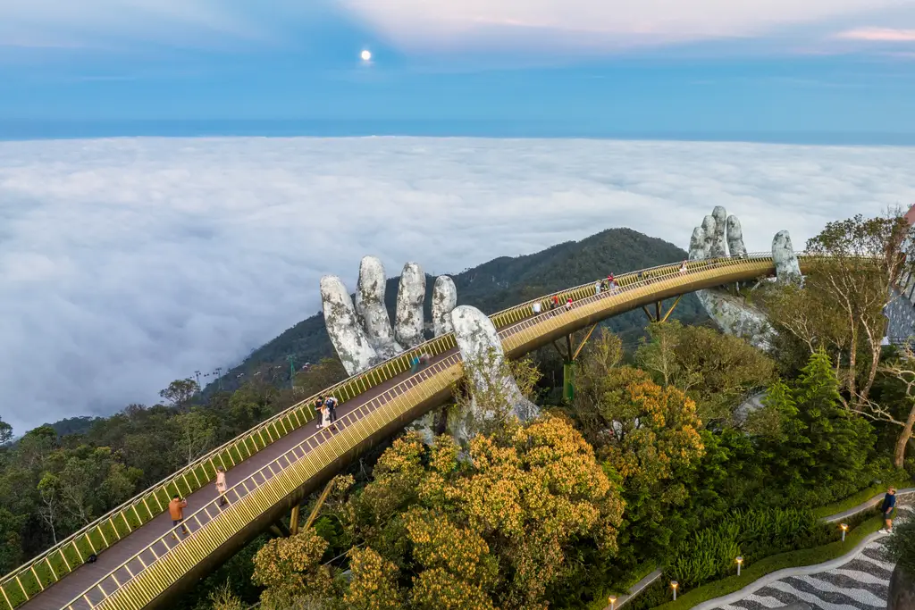 Golden Bridge above the clouds Ba Na Hills Da Nang Vietnam