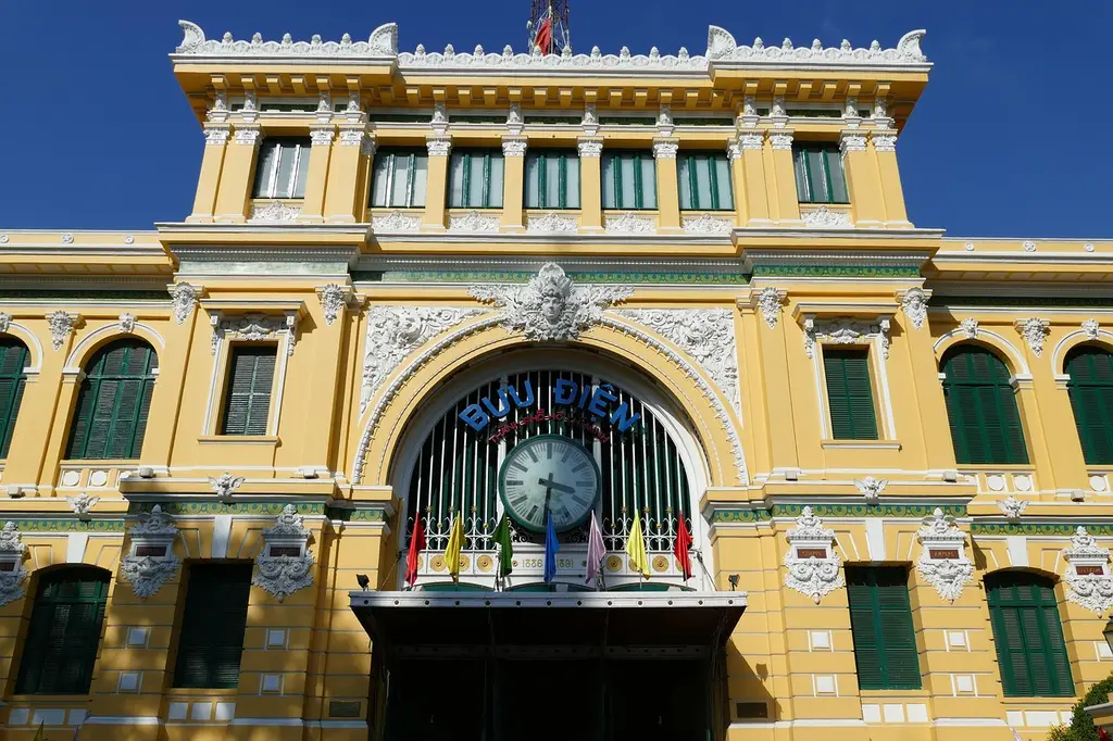 saigon ho chi minh city, vietnam, post office, eiffel, architecture, sightseeing, portal, facade, historical, clock, relief, vietnam, vietnam, vietnam, vietnam, vietnam